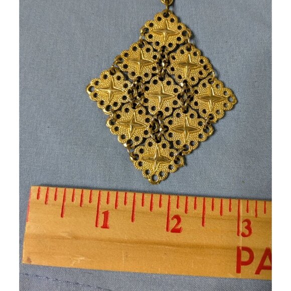 Vintage D'orlan Gold-Tone Necklace With Raised Star Pendant & Twisted Chain - Picture 7 of 7